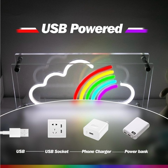 Rainbow Cloud Neon Sign Colorful LED - Picture 2 of 3